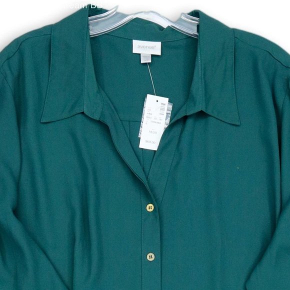 NWT AVENUE‎ LONG SLEEVE SPREAD COLLAR PLEATED BACK BUTTON FRONT BLOUSE 18/20 - Picture 3 of 9